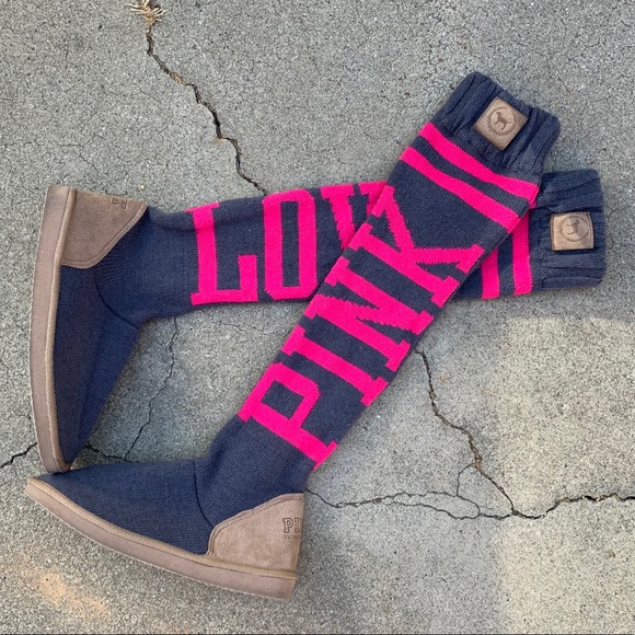Victoria's Secret Shoes - VS Pink + Gray Mukluks
